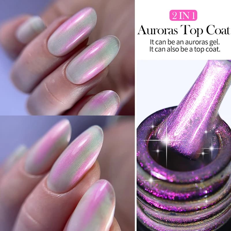 LILYCUTE 7ML Auroras Top Coat Sparking Aurora Gel Smalto per unghie Semi Permanente Gel UV Funzione Top Coat Per Nail Art Gel Varnish
