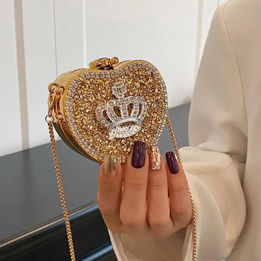 Handbag Gold/Silver Rhinestone Evening Bag Elegant Irregular Shape Banquet Chain Bag Shinny Luxury Mini Lipstick Bag Party