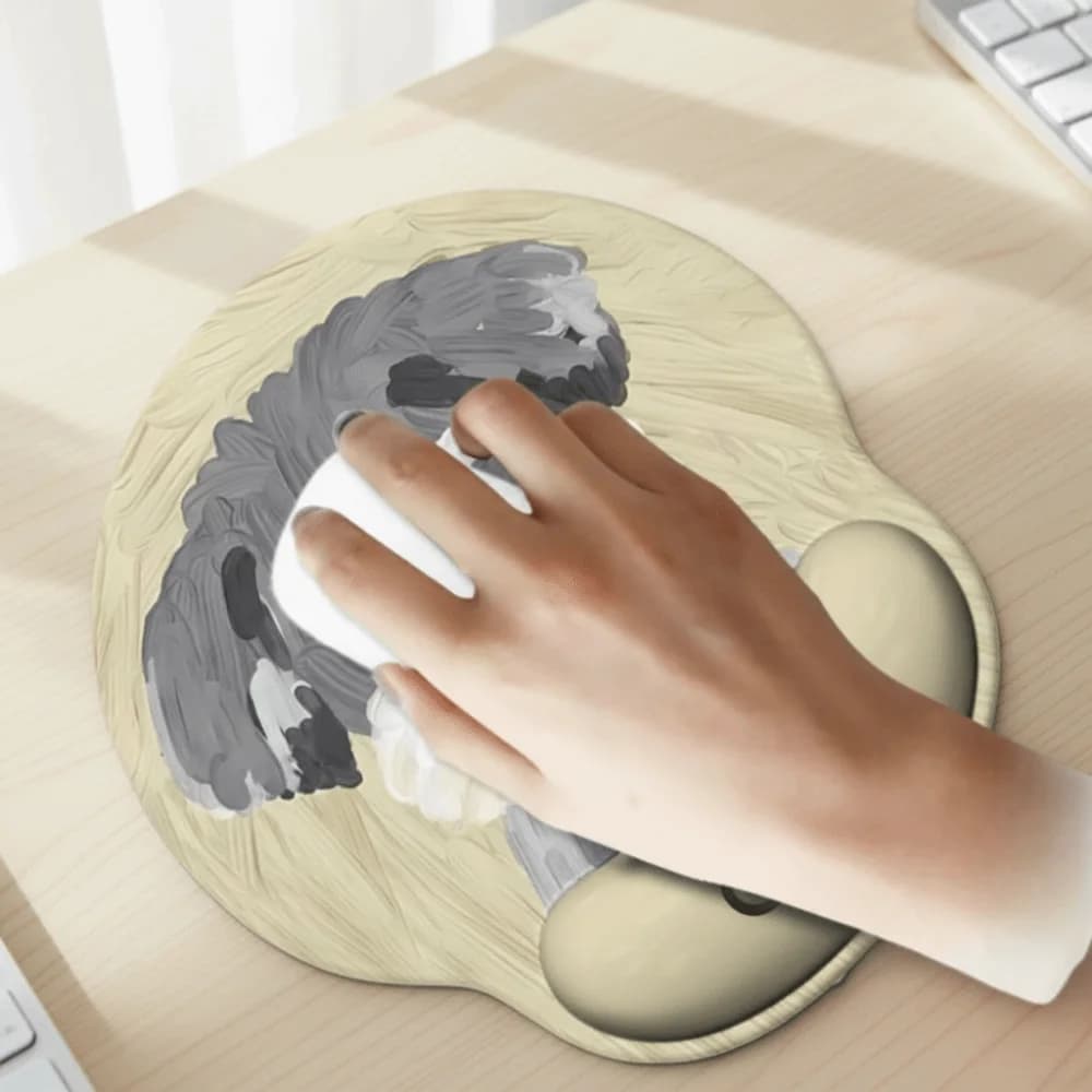 Tappetino per Mouse Portatile con Poggiapolsi, Stampa HD in Gomma, Design Carino Antiscivolo a Forma di Cucciolo, per Computer Domestico