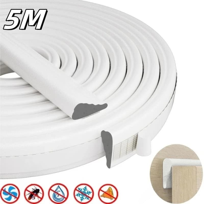 Nuova Guarnizione per Porte e Finestre 5M, Striscia Sigillante in PU ad Alta Densità, Riempitivo per Fessure, Isolante Acustico, Nastro in Schiuma