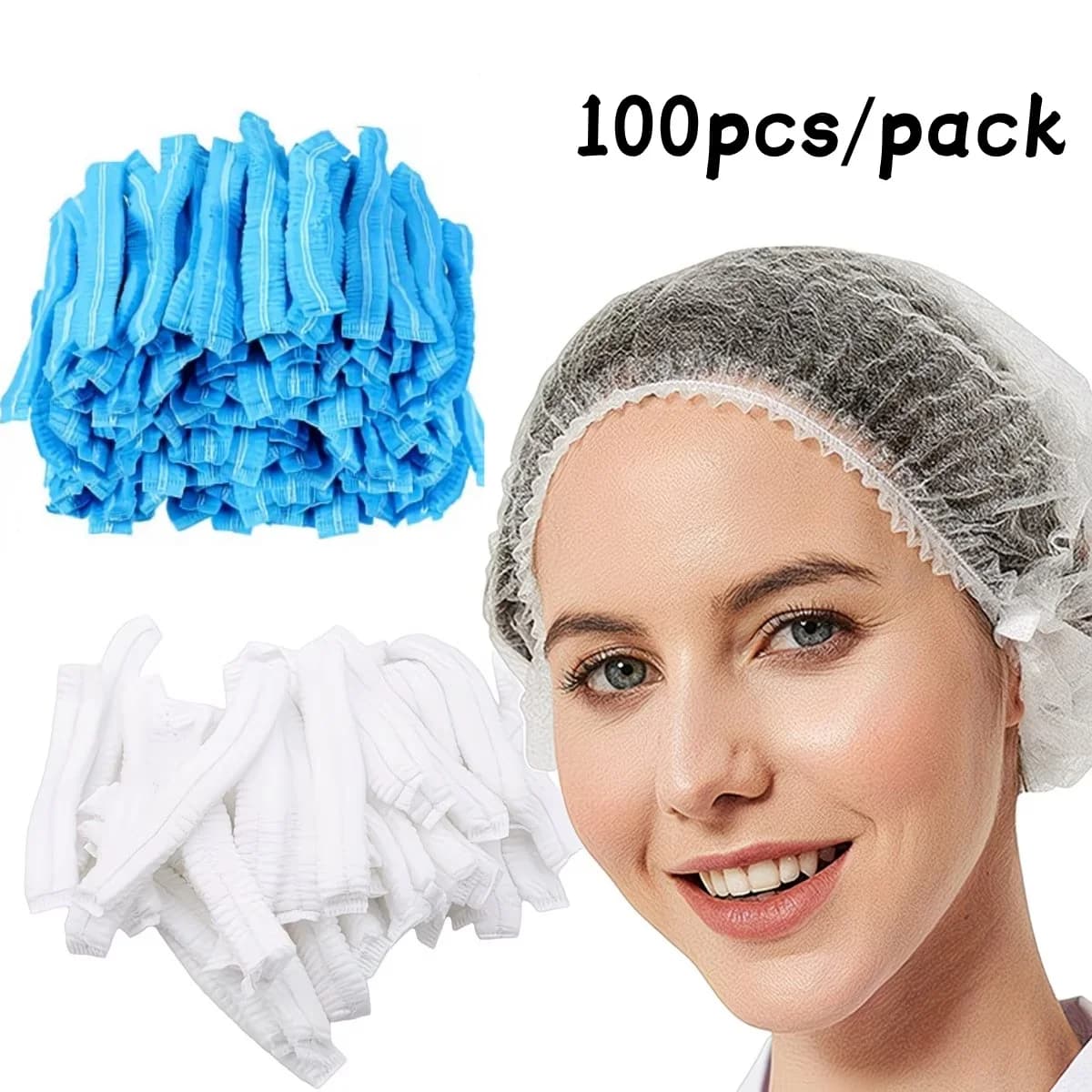 100 Pezzi Cuffie Doccia Elastiche Monouso Spesse in Tessuto Non Tessuto Antipolvere Adatte per Saloni di Bellezza, Spa, Piscine, Bagni
