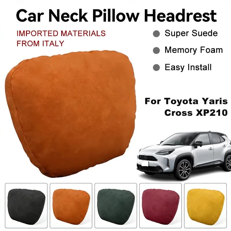 Italy Suede Car Neck Rest Pillow For Toyota Yaris Cross XP210 Seat Head Neck Support Cushion Auto Interior Accessories