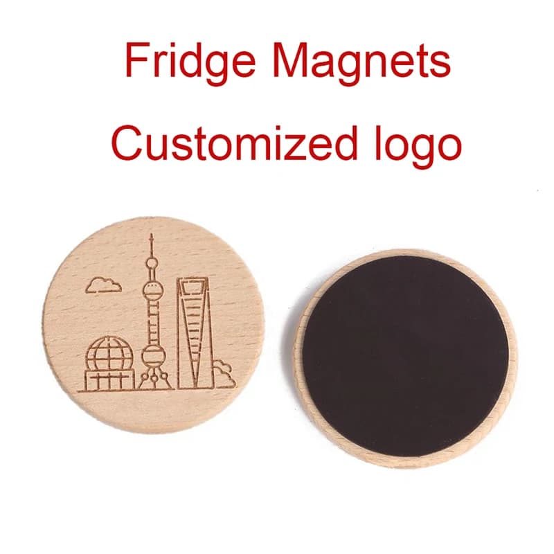 Magneti per Frigorifero in Legno Personalizzati con Incisione Laser, Logo e Testo Personalizzati, Ideali per Regali di Nozze e Promozioni Pubblicitarie