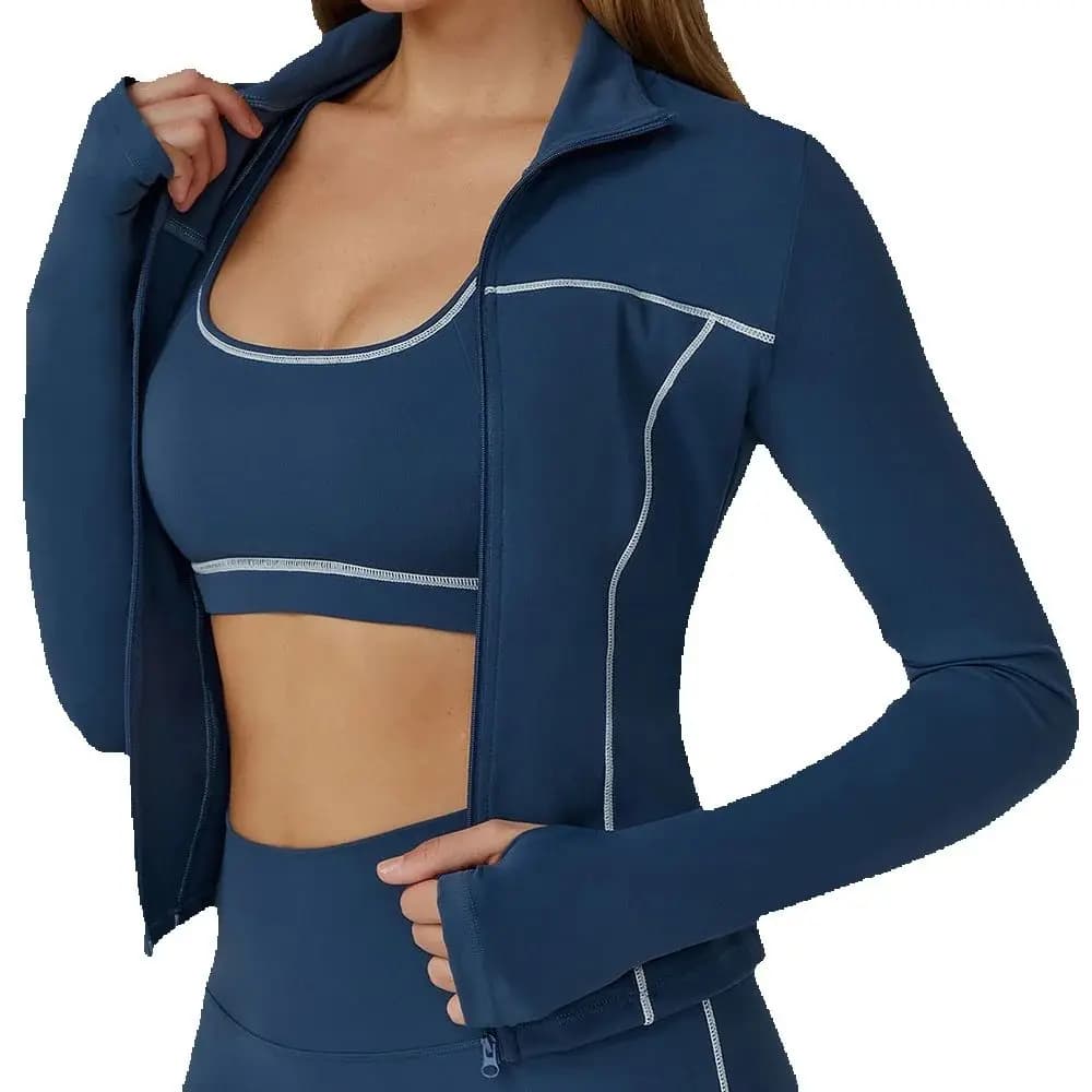 Abbigliamento da yoga Giacca sportiva da donna Camicia da corsa a maniche lunghe Giacche sportive Top Cappotto da allenamento Abbigliamento da allenamento per palestra Allenamento Yoga Top