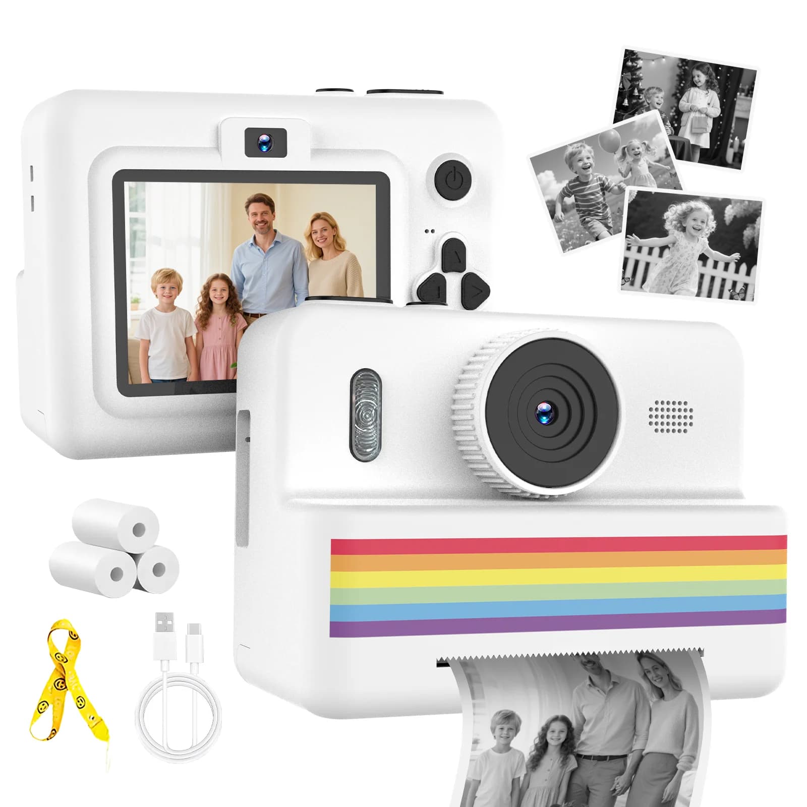 Digital Camera for Children with Mini Printer, 2,8 Inch HD Screen, Instant Thermal Printing, Photo Toy for Children