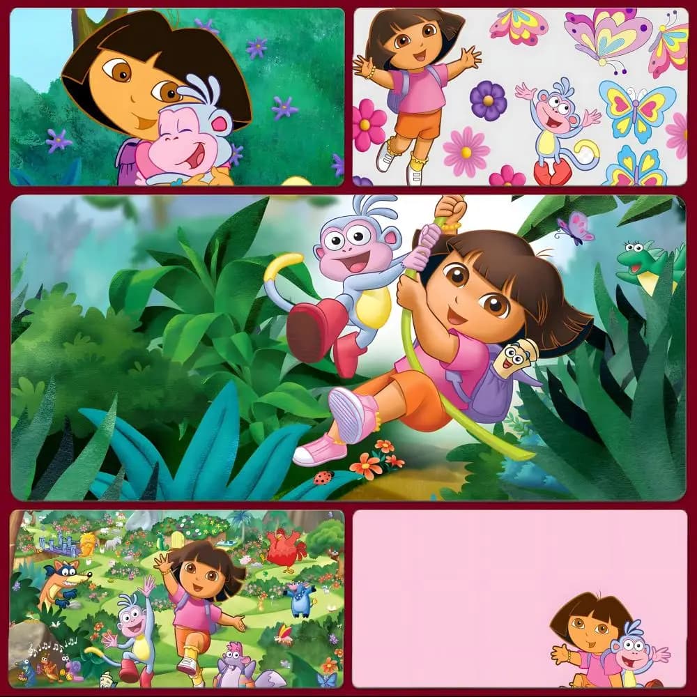 Cheerful Dora the Explorers Mouse Pad Large Gaming Mousepad with Stitched Edges Thickened Desk Mat PC