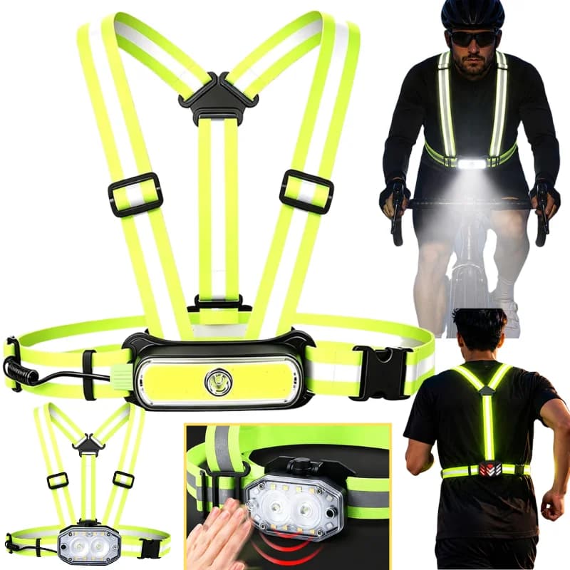 Waterproof Lightweight Reflective Vest for Outdoor Night Walking Biking Adjustable Safety Vest Rechargeable Flashing Light Vest