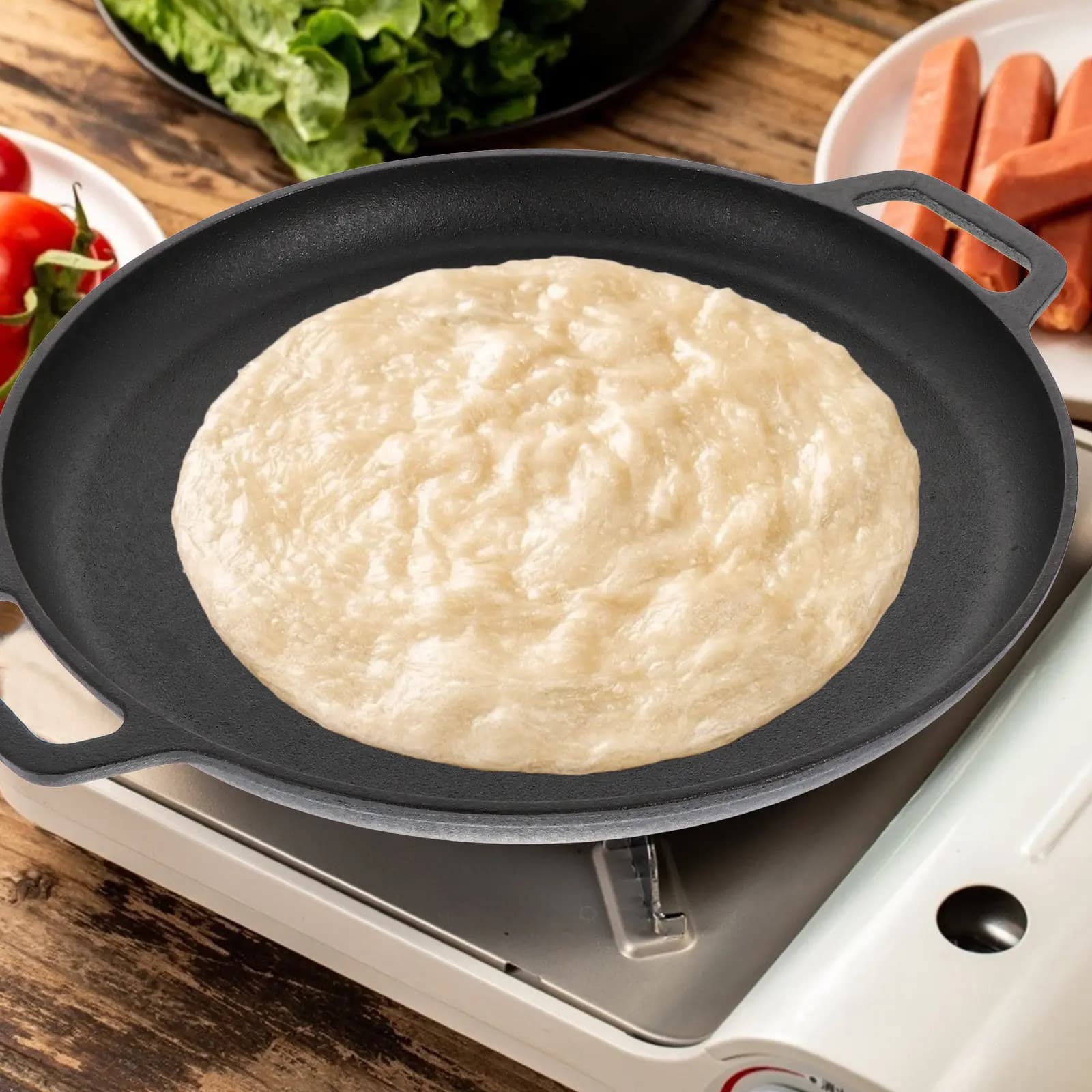 Padella Antiaderente Premium in Ferro per Pancake, Distribuzione Uniforme del Calore, Rapida Conduzione, Facile da Pulire, Utensile da Cucina
