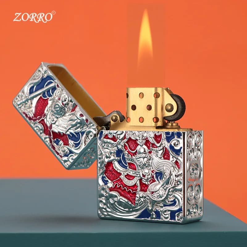 Genuine Zorro Armor Monkey King Kerosiene Lighter, Chinese Style Retro Lighter, High-end Gifts for Men, Cigarette Accessories
