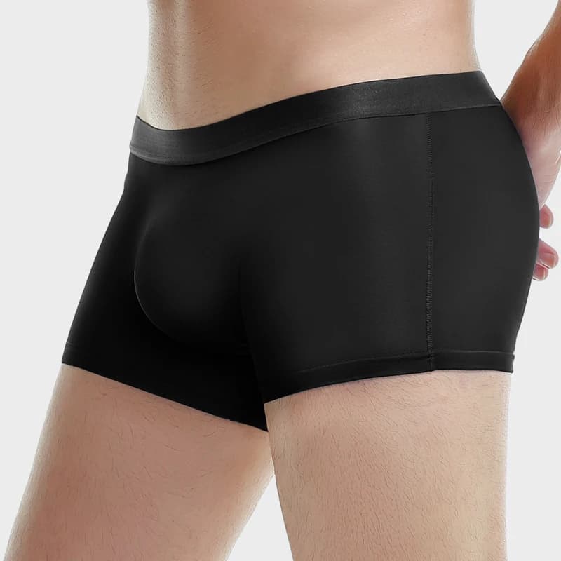 2 pezzi di biancheria intima senza cuciture in seta ghiacciata da uomo, borsa traforata da uomo, fresca e traspirante, pantaloni piatti, estivi