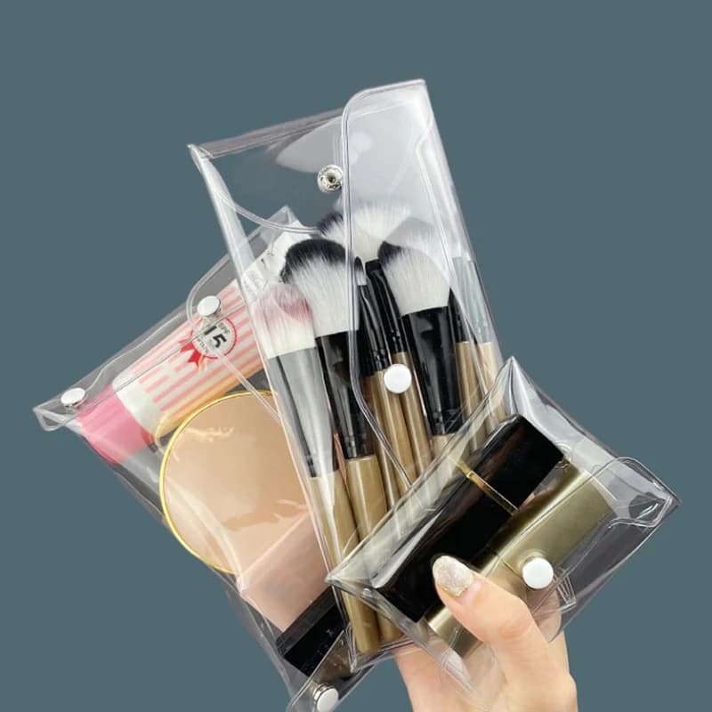 Z. Borsa Cosmetica Trasparente Impermeabile in PVC, Astuccio Portatile per Cancelleria e Articoli da Toilette, Organizer per Ufficio