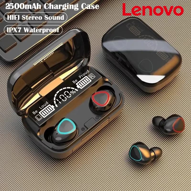 Lenovo M10 TWS wireless earphones: waterproof sports design, Bluetooth connection, 9D stereo audio + charging case and microphone