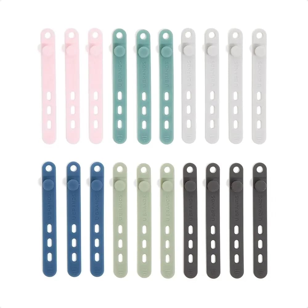 Clip Organizzatori per Cavi in Silicone, Set di 20 Fascette per Cavi, Gestione Cavi, Accessori per Scrivania, Articoli per Ufficio, Assortiti