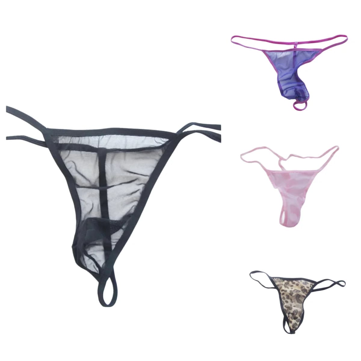 Men's erotic underwear thong transparent sexy pants adult products cute hollow lace style temperament breathable and comfortable