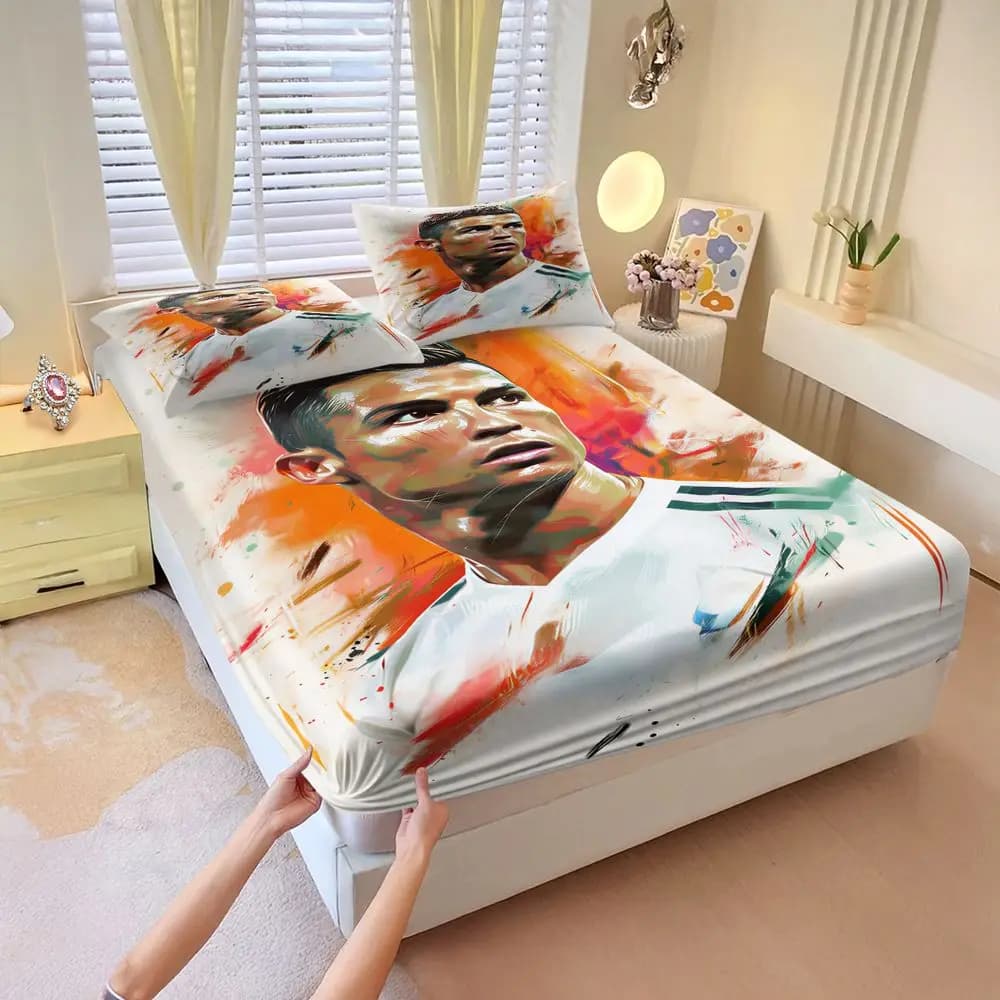 Player Fitted Sheet Set Bed Sheet Set Digital Print Sports Star Bedding Set for Dorm Home Decor