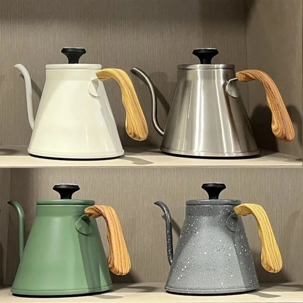Caffettiera a goccia manuale in acciaio inossidabile con termometro Bollitori a becco d'oca Teiera Bollitore a collo di cigno Caffettiera