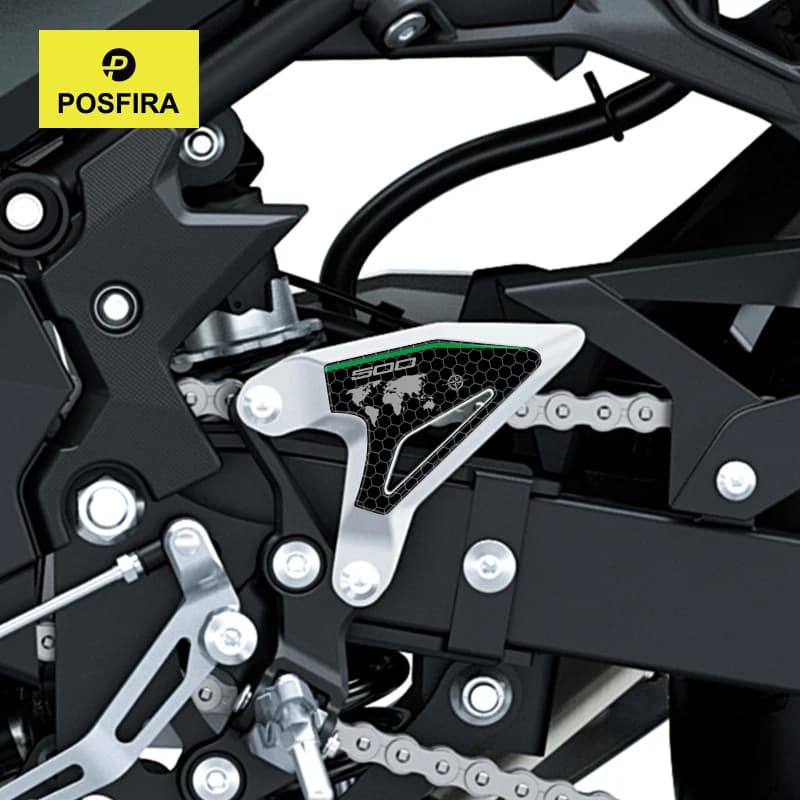 POSFIRA Motorcycle Footrest Panel Sticker 3D Epoxy Resin Decals for Kawasaki Ninja 500 Ninja500 2024 2025 2026 Accessories