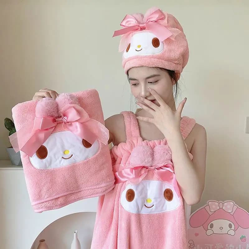 Ragazze Casa Comodo Indumenti Da Notte Del Fumetto Sanrio Melody Agnello Accappatoio Gonna Morbido Asciugamano Assorbente Asciugatura Dei Capelli Viso Asciugamano Cap per