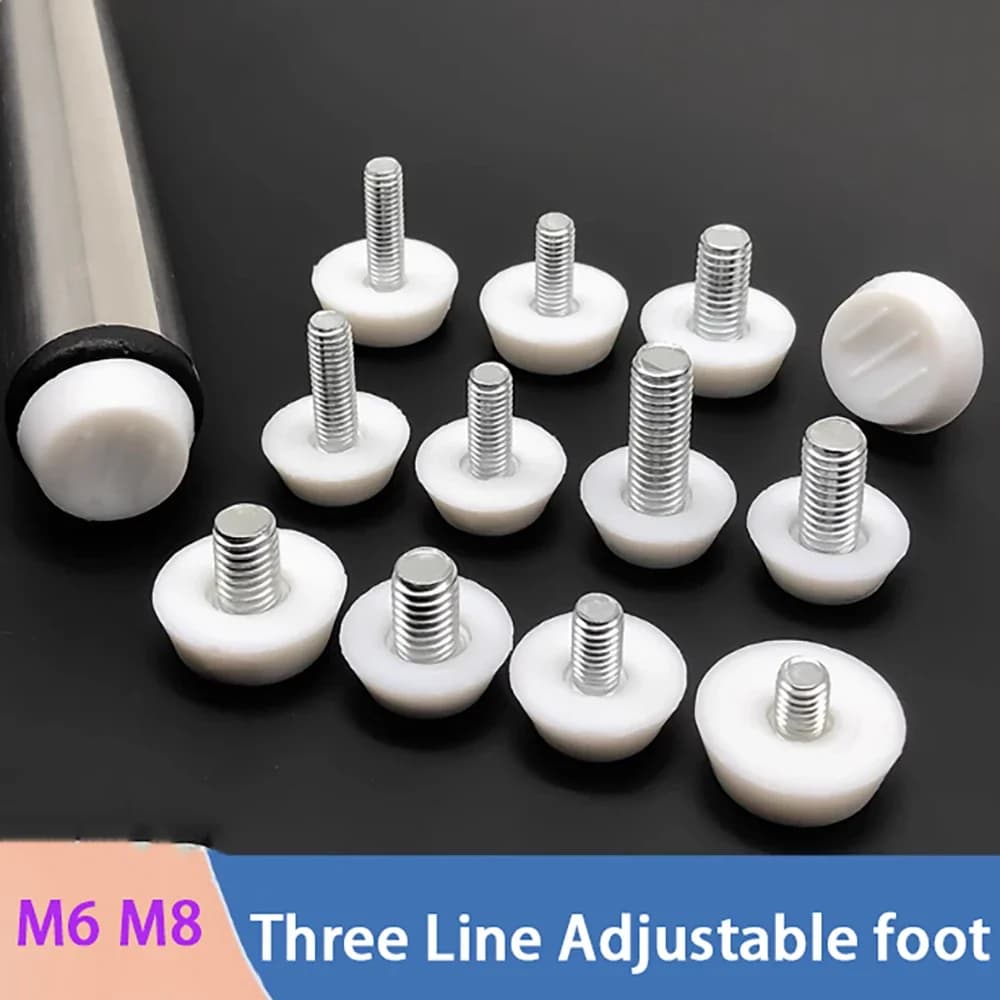 White PE Rubber Adjustable Feet Pad Furniture Leg Anti-shock Protection With Screw M6 M8 Table Chair Balck Leveling Foot Pad