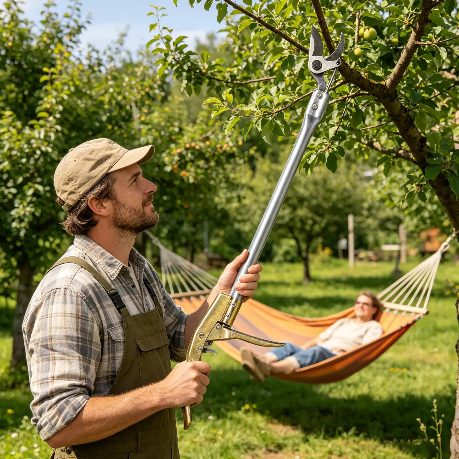 Long-Reach High Branch Pruner Ergonomic Handle 26 Inch Alloy Steel Blade Manual Pole Pruning Shears Garden Tree Branch Cutter
