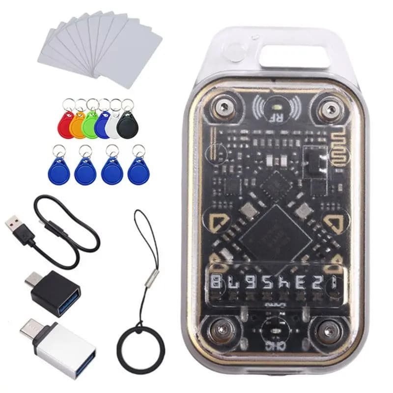 【MUST-HAVE】 Emulatore lettore di chip intelligente RFID camaleonte V2.0 + 10 carteCUID/portachiavi UID ID IC 125K 13,56 Mhz Decodifica scheda NFC Duplicat