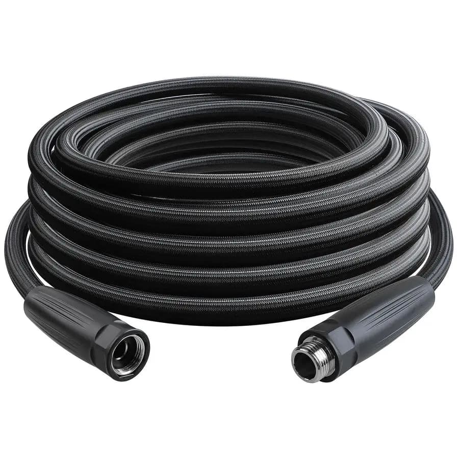 Tubo da Giardino 5/8 ID x 30 Piedi, Rigido e Leggero, Durevole, Anti-Piega, con Raccordi Femmina in Ottone, Nero, 30 Piedi