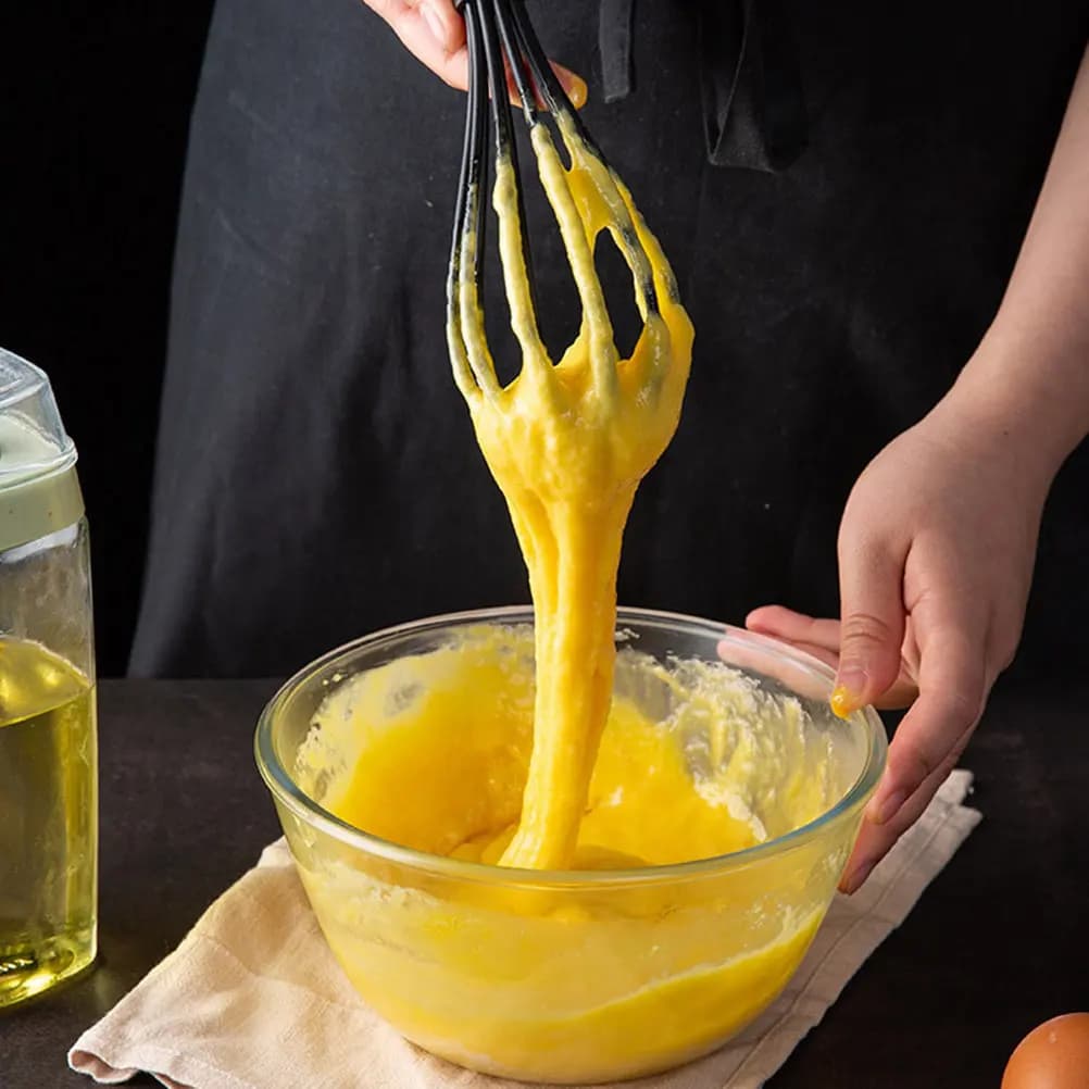 Egg Whisk Handheld Egg Beater Nylon Head Heat Resistant 220C PP Frosted Anti Skid Handle Loop Hanging Mini Tripod for Baking