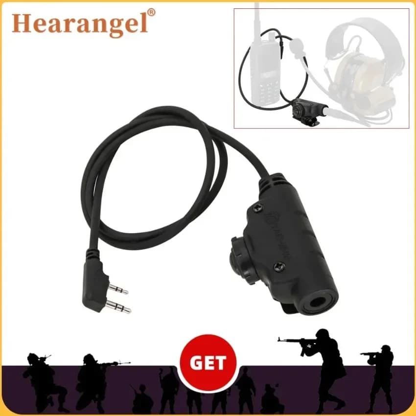 Hearangel Adattatore tattico U94 V2PTT Spina K per Baofeng UV-5R UV-82 UV-6R Walkie Talkie compatibile con cuffie Comtac/Sordin