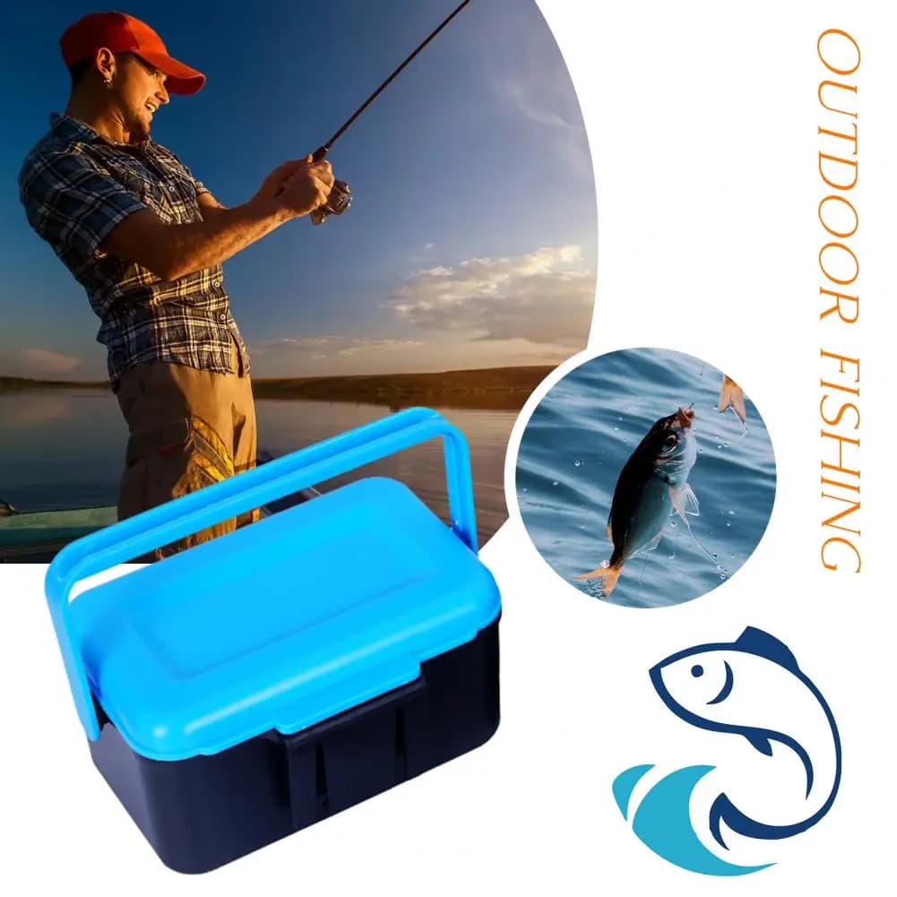 Fishing Tackle Container Fish Bait Box Portable Live Fishing Bait Box with Handle Double-layer Lure Worm Carrying for Maggot