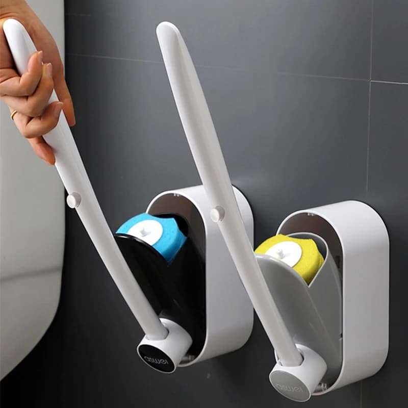 Spazzola per WC Usa e Getta Leasylife, Montaggio a Parete, Accessori per Bagno, Spugna per Pulizia con Liquido Detergente