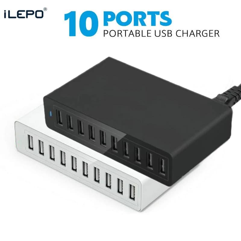 60W 10 porte 40W 5 porte USB Stazione di ricarica rapida Dock con cavo per iPhone iPad Samsung PC Kindle Caricatore multi USB