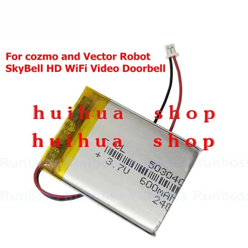 Replacement 3.7V 503040 Battery 600mAh for cozmo and Vector Robot ,SkyBell HD WiFi Video Doorbell Battery