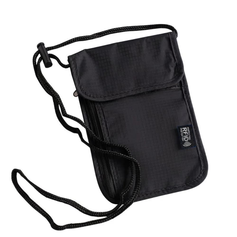 Borsa Antifurto RFID da Collo per Passaporto, Portafoglio con Blocco RFID, Organizzatore Multitasche per Documenti e Carte di Credito