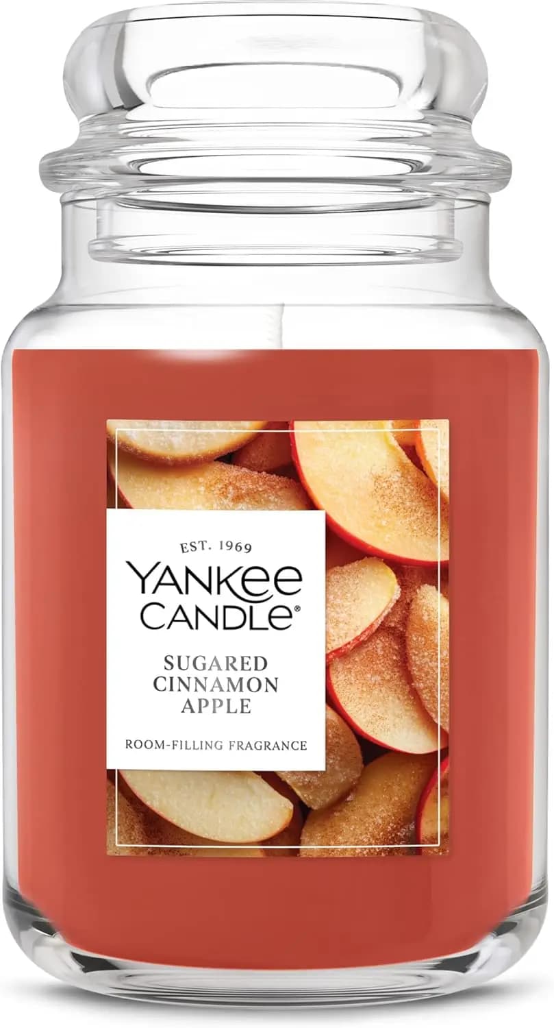 Apple and Cinnamon Scented Candle, 22oz Big Jar with Burning Duration Up to 150 Hours, Perfect Gift