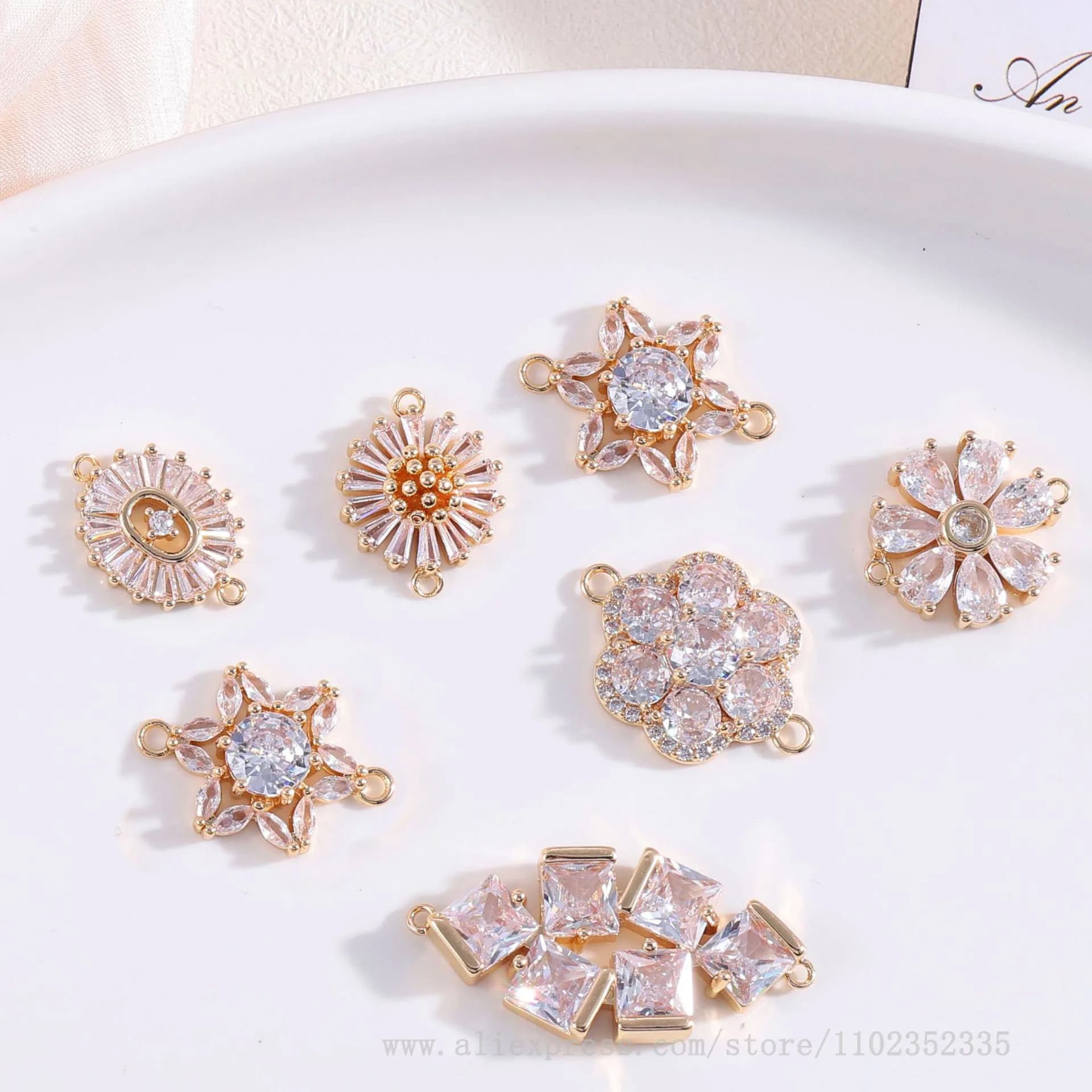 10 pz/borsa alla moda margherita girasole zircone doppio anello ciondolo orecchini fai da te collana braccialetto materiale pendente