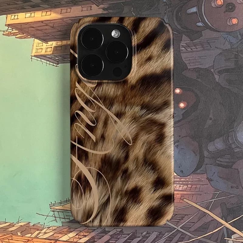Brown Tiger Skin Pattern Phone Case for IPHONE 17 Air 16E 15 PROMAX 14 Plus 13 12 MINI 11 PRO 16Plus XR XS Acrylic Phone Cover