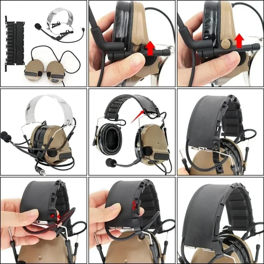 TAC-SKY Tattico COMTA3 Protezione dell'udito Walkie Talkie Auricolare con cancellazione del rumore Pickup con Ptt tattico per Baofeng