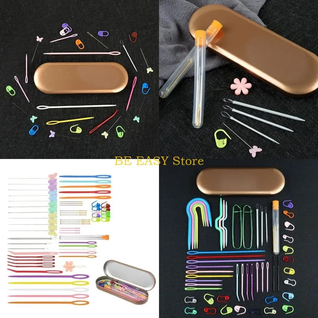 Set ago per cucire E28f, ago per maglieria da cucire in plastica per bambini, ago per l'apprendimento uncinetto cucito a