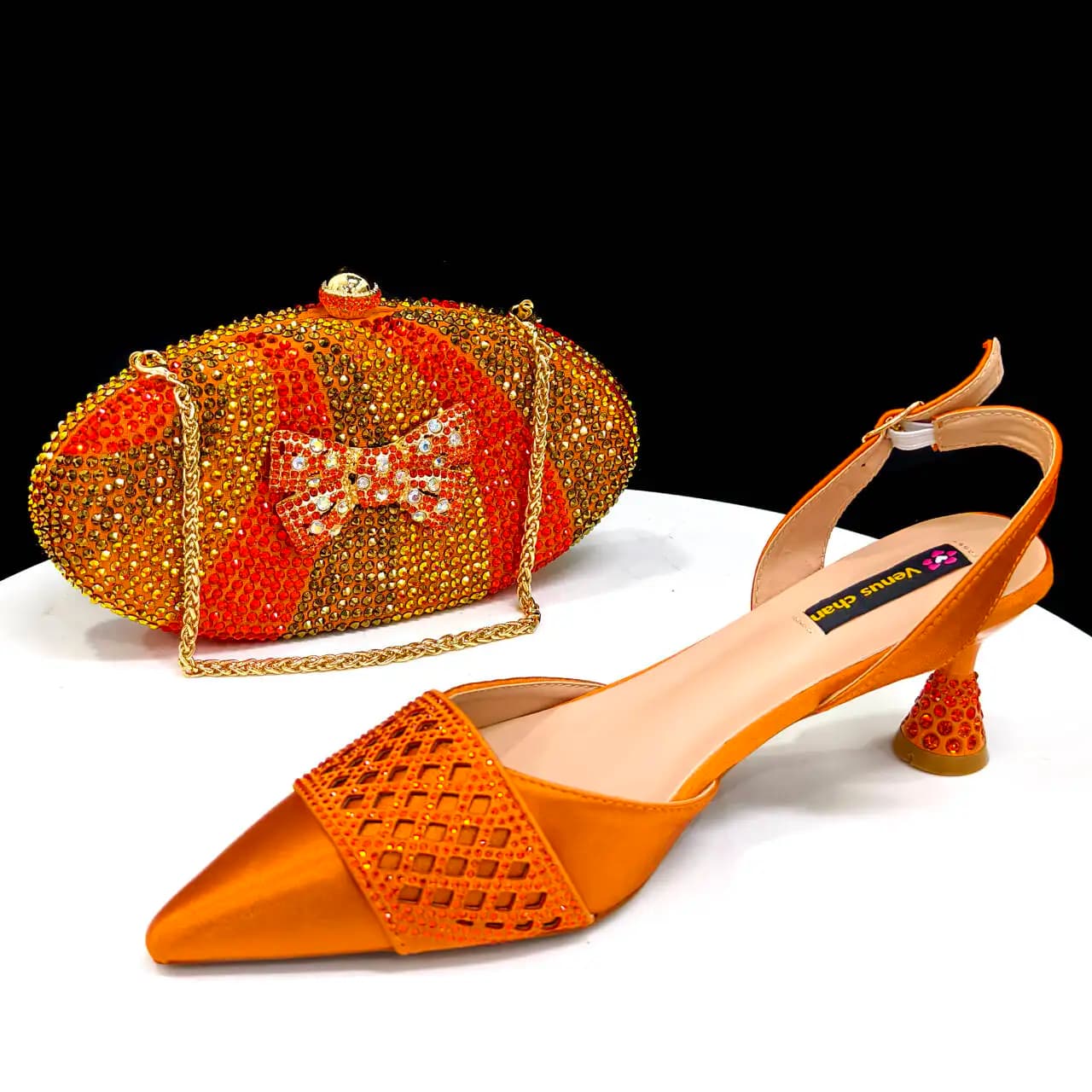 Scarpe e Borsa da Festa in Stile Femminile Nigeriano, Tacchi Alti Sexy e Mini Borsa Multiuso con Diamanti