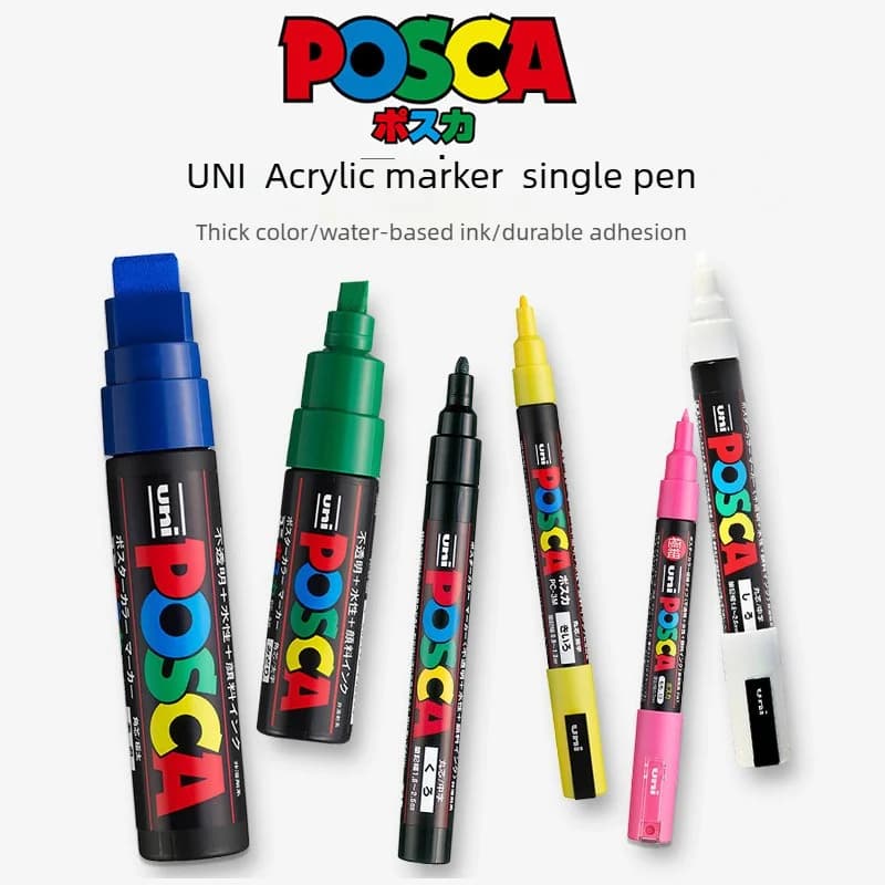 1 Pezzo Pennarelli UNI POSCA Giapponesi PC-1M/3M/5M, Penna Acrilica per Graffiti Impermeabile, Colori Impilabili per Arte e Pittura, Materiale Scolastico