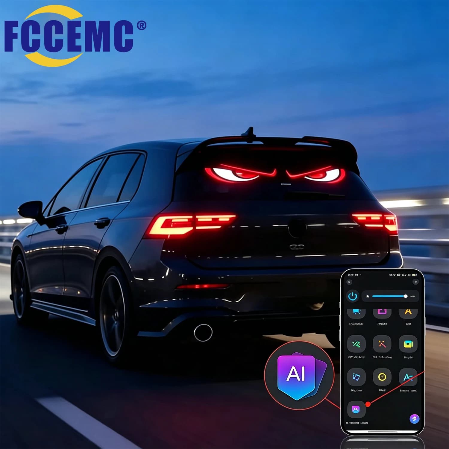Lampada LED per Auto con Controllo Vocale AI, Display Programmabile con App, Insegna LED a Matrice Programmabile, Schermo LED USB per Finestrino Auto, Luce Ambientale