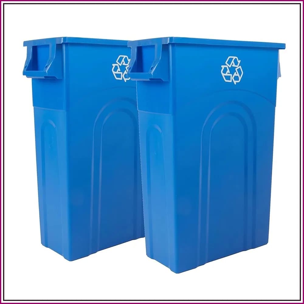 23 Gallon Slim Recycling Bin, Space Saving, Easy Bag Removal, Indoor/Outdoor, Blue