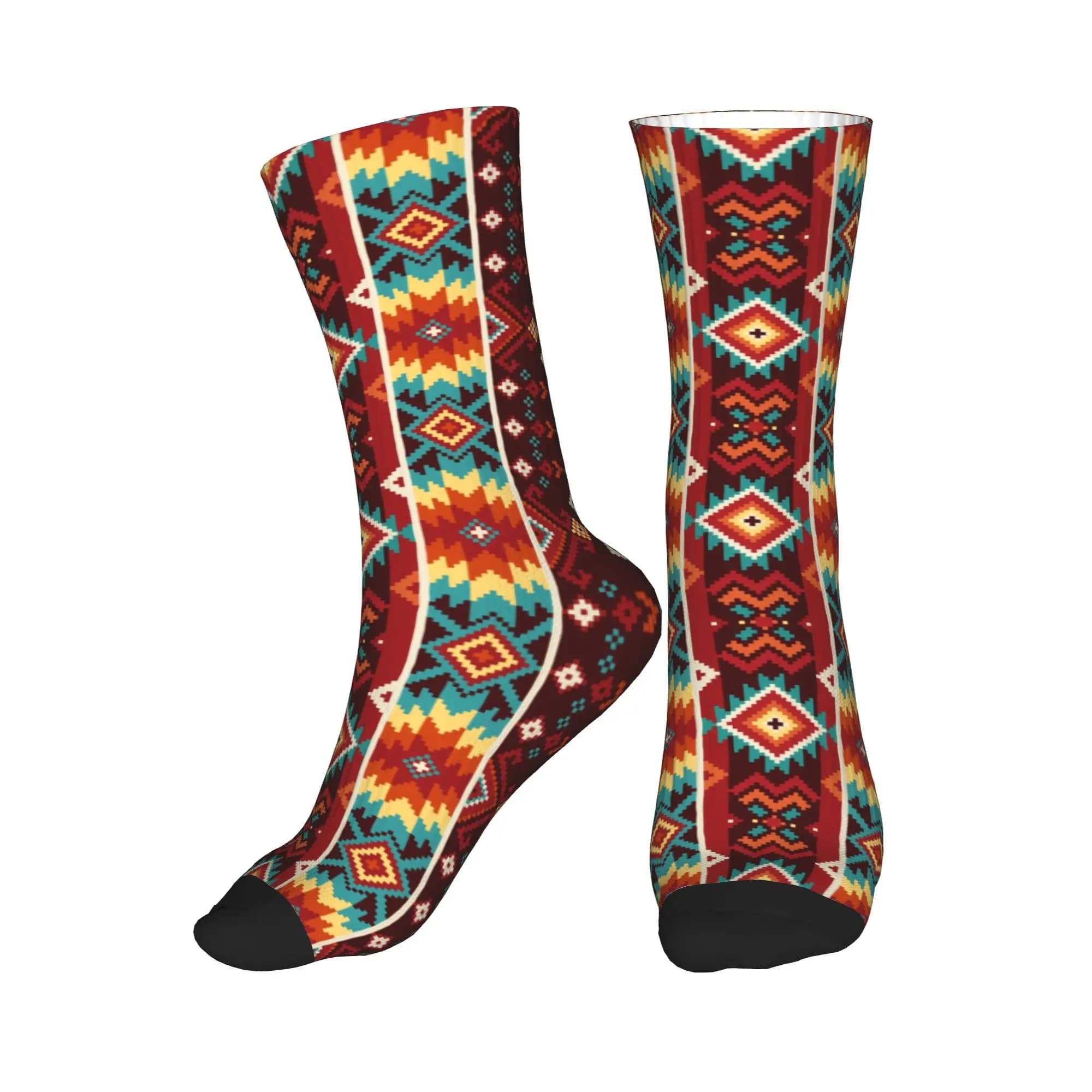 Calzini Divertenti con Stampa Azteca Geometrica Etnica del Sud-Ovest per Uomo e Donna, Elasticizzati per Estate, Autunno e Inverno