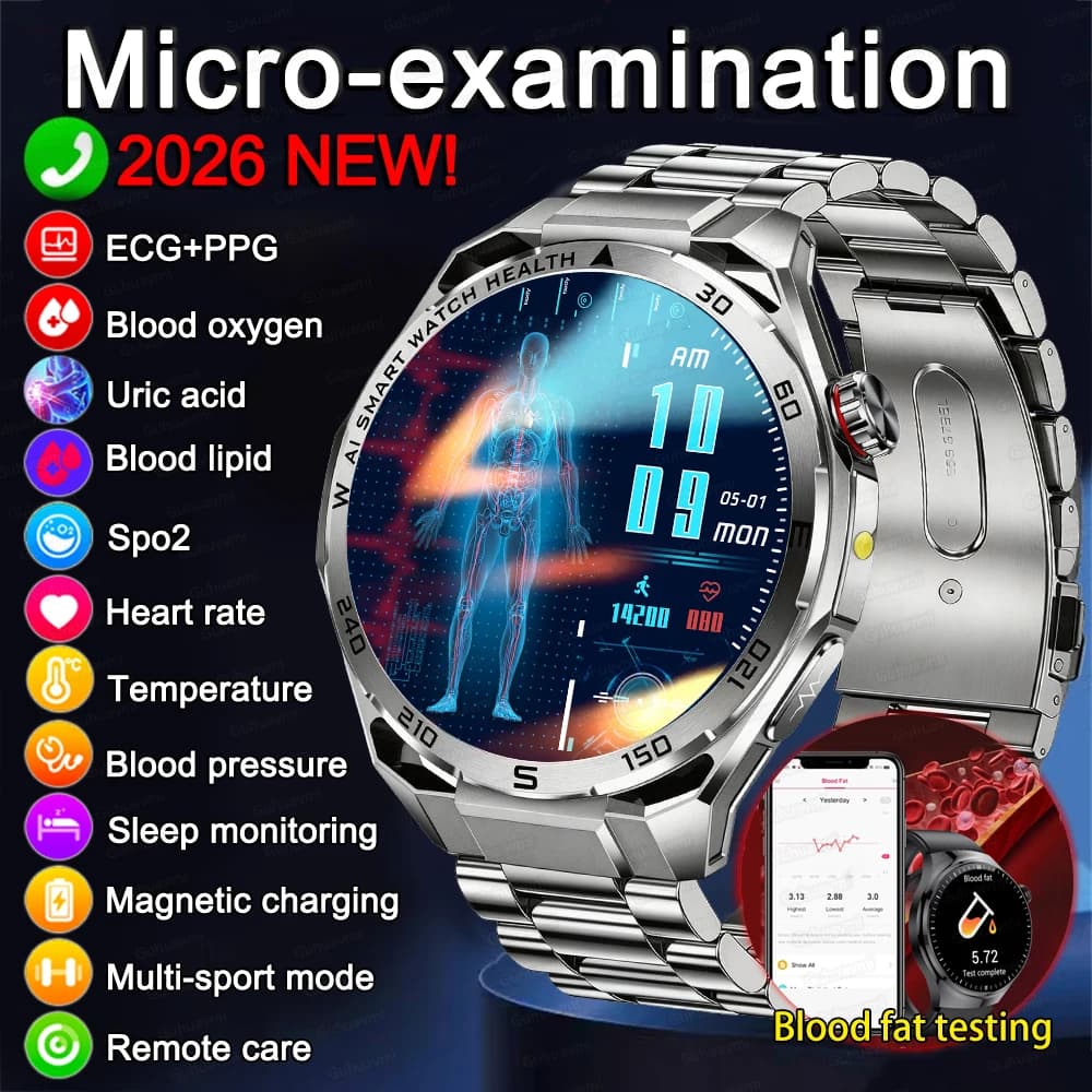 Smartwatch ECG AMOLED per Uomo con Esame Microfisico, Monitoraggio Pressione Sanguigna, Grasso Corporeo, Acido Urico, Chiamate, per Uomini e Donne NUOVO