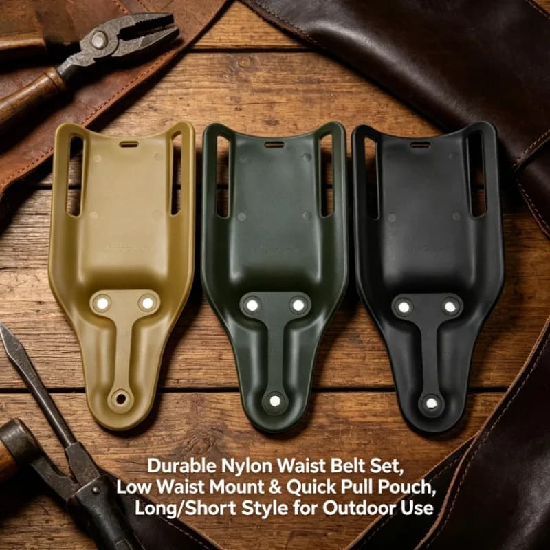 Durable Nylon Waist Belt Set, Low Waist Mount & Quick Pull Pouch, Long/Short Style for Outdoor Use