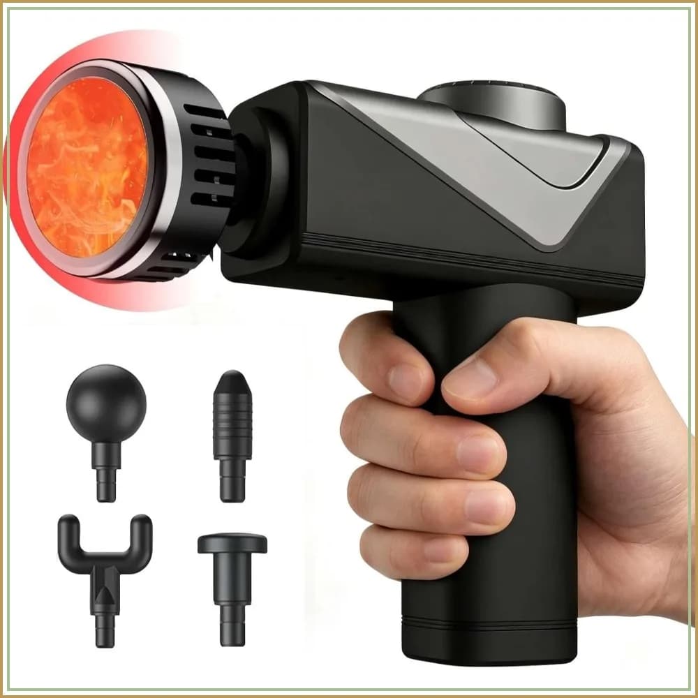 Mini Massage Gun with Heater, Portable and Silent Function, Powerful Electric Massage for All Body, for Home and Travel, Black
