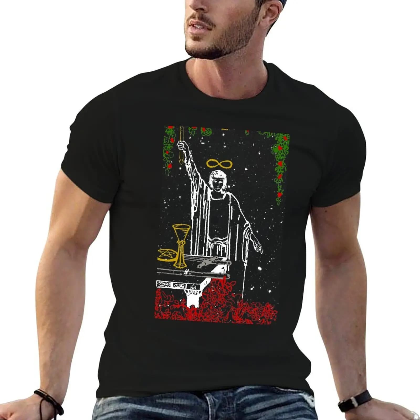 The Magician: Winter Nights - T-shirt con tema Tarot delle notti invernali (VARIANTE di Natale) T-shirt in cotone 100%