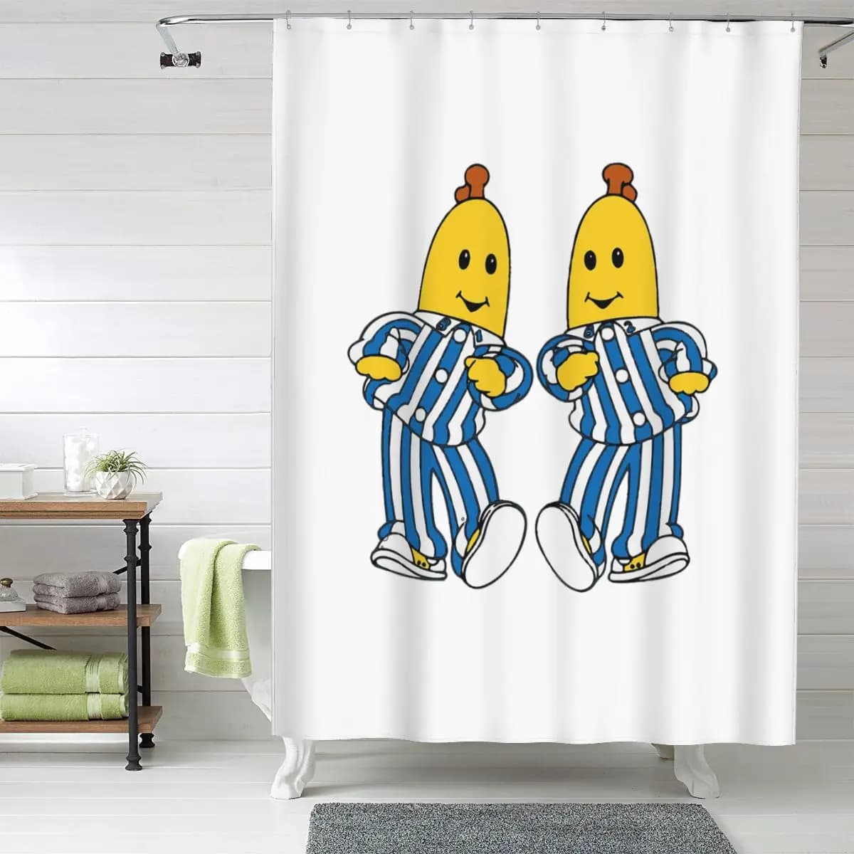 Tenda da doccia in poliestere impermeabile con ganci, motivo Bananas In Pyjamas Best Friend