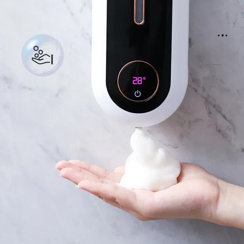 Dispenser di sapone a induzione intelligente Disinfettante automatico per le mani Dispenser di sapone ricaricabile USB per telefono cellulare in schiuma elettrica montata a parete
