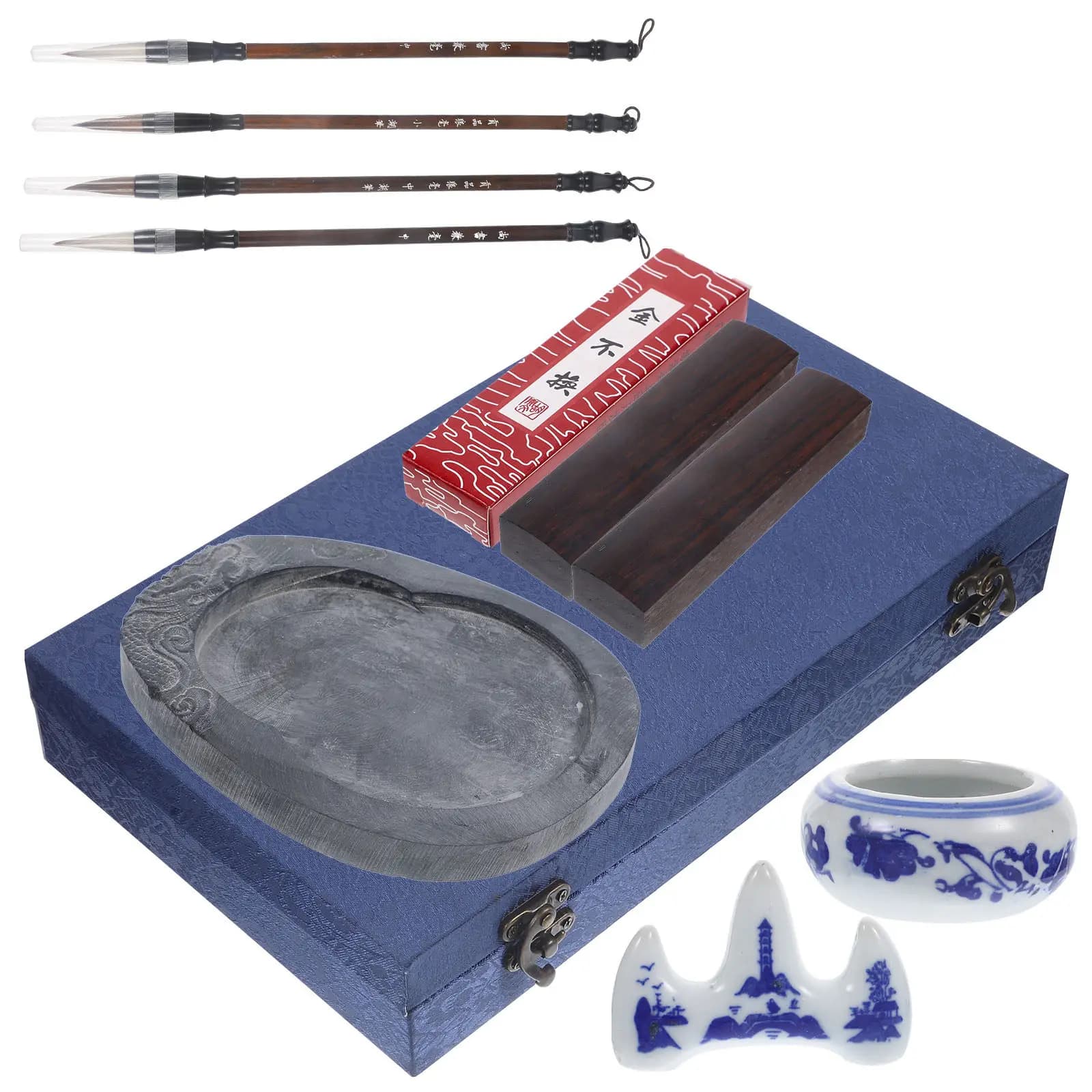 1Set Writing Brush Calligraphy Set Lightweight Chinese Ink Brush Study Ink Stone for Student Portable Practice Supplies